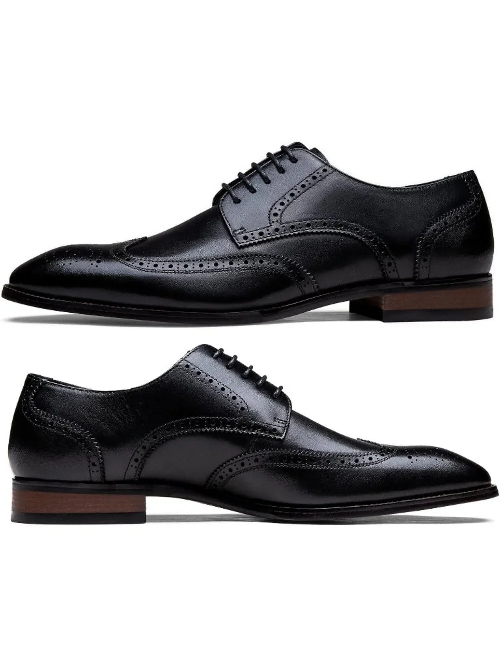 Men's Black Leather Retro Plain Formal Dress Oxford Derby Causal Shoes